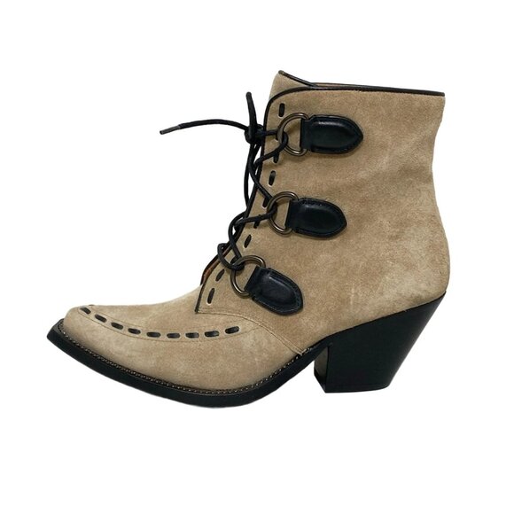 COACH - Beige Black Suede Leather Women's Boots 146-032725 - Picture 1 of 8